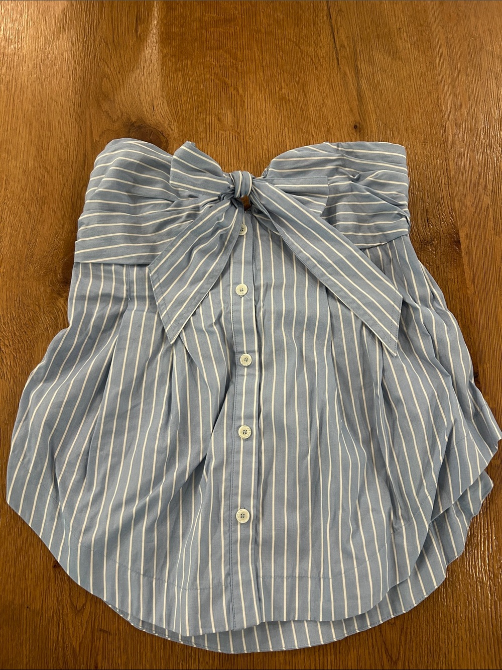 Free People Blue Bow Front Strapless Top